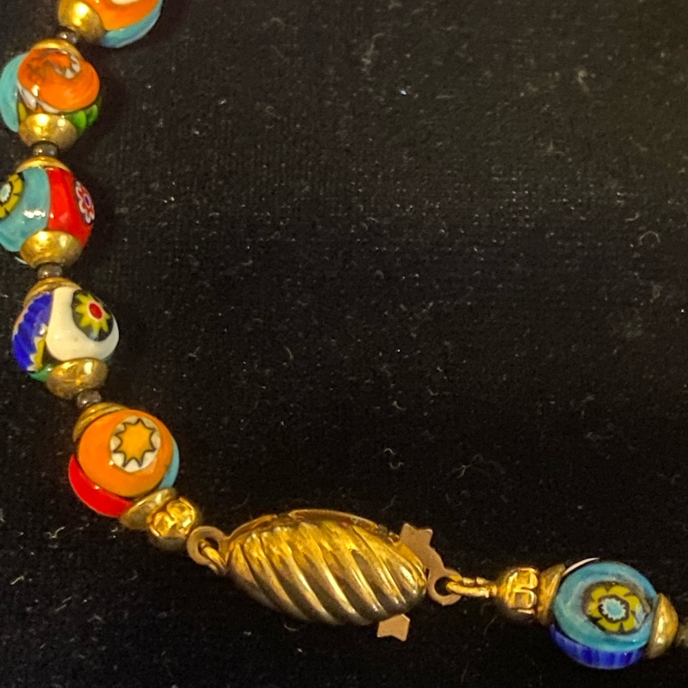 Millefiori Venetian Glass Beads 30” beaded necklace.